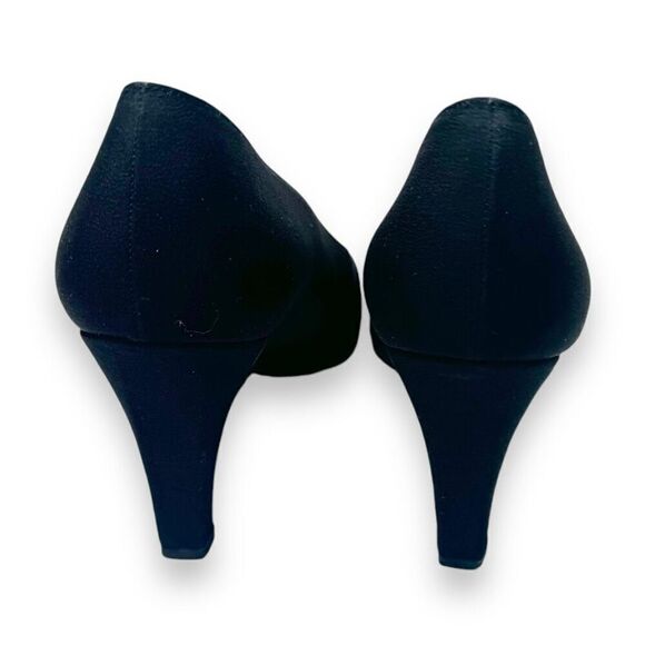 Stuart Weitzman Vintage Black Satin Fabric Almond Toe Heels Women’s Size 10 B - Picture 8 of 9
